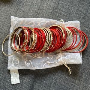 Women’s Bangles (red, gold, and silver)